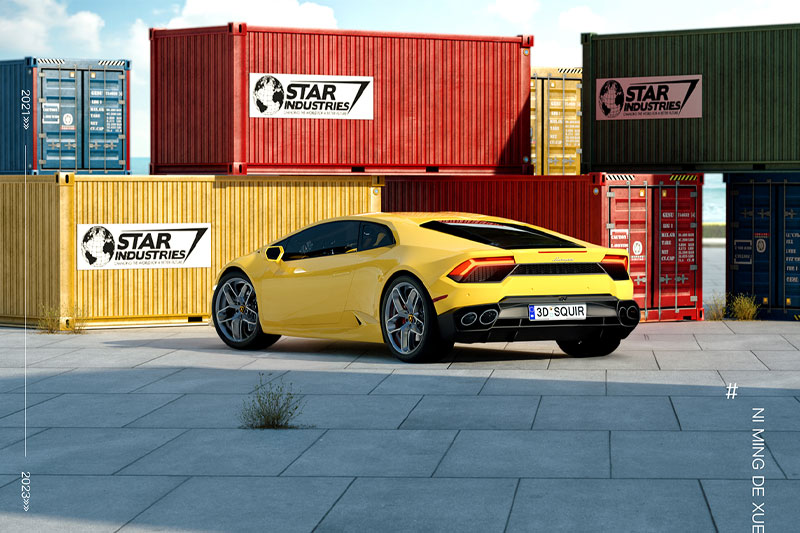 C4D兰博基尼跑车模型跑车场景RS渲染工程