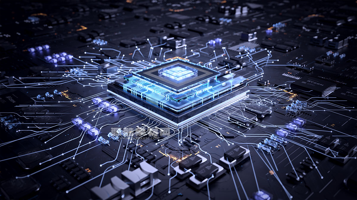 C4D芯片模型电子芯片OC渲染工程