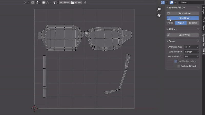 BlenderUV贴图对称编辑插件 Symmetrize Uv Util v1.5.0
