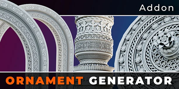 Blender一键创建装饰性花纹图案的插件 Ornament Generator V1.1 Full