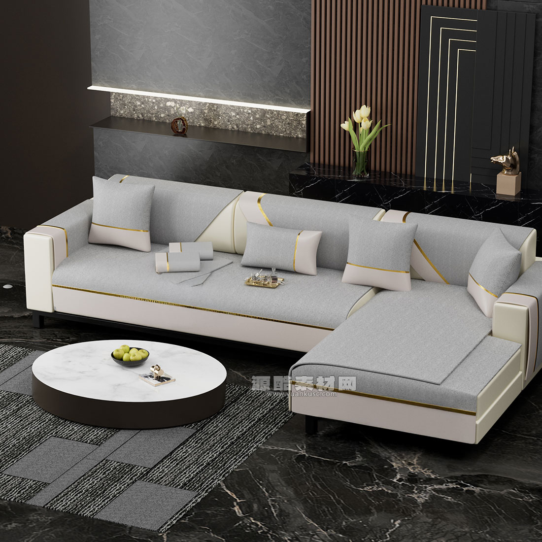 C4D室内沙发场景RS渲染工程沙发模型
