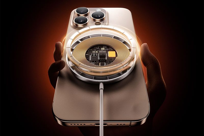 C4DiPhone手机无线充电器OC渲染工程无线充电芯片光效模型