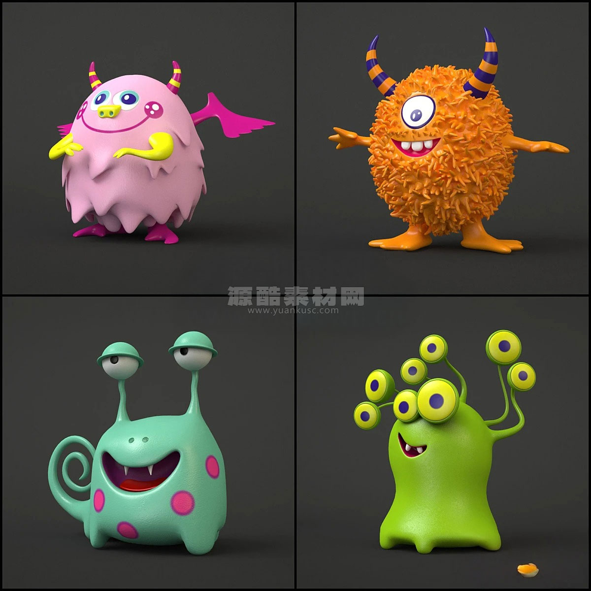 卡通小怪物妖怪模型3D模型下载(C4D,Blender,FBX)