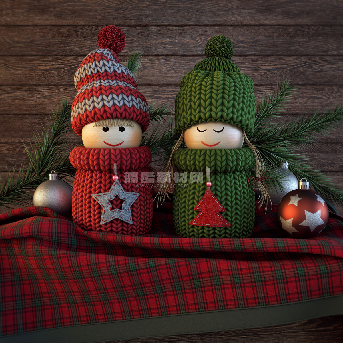 圣诞针织玩偶模型儿童玩具公仔3D模型下载(C4D,Blender,FBX)