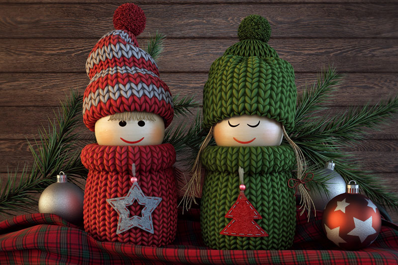 圣诞针织玩偶模型儿童玩具公仔3D模型下载(C4D,Blender,FBX)