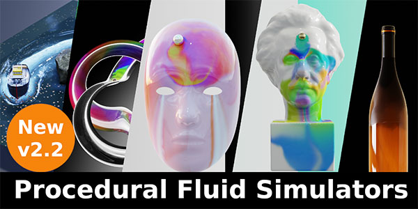 Blender程序化流体特效模拟资产预设 Procedural Fluid Simulators V2.1