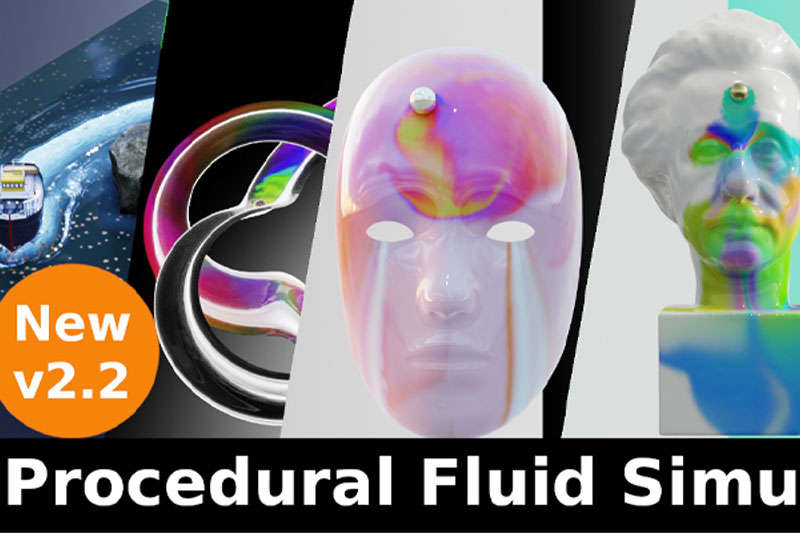 Blender程序化流体特效模拟资产预设 Procedural Fluid Simulators V2.1