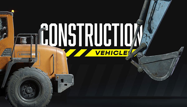 起重机挖掘机叉车卡车3D模型(Blender) KitBash3D – Construction Vehicles