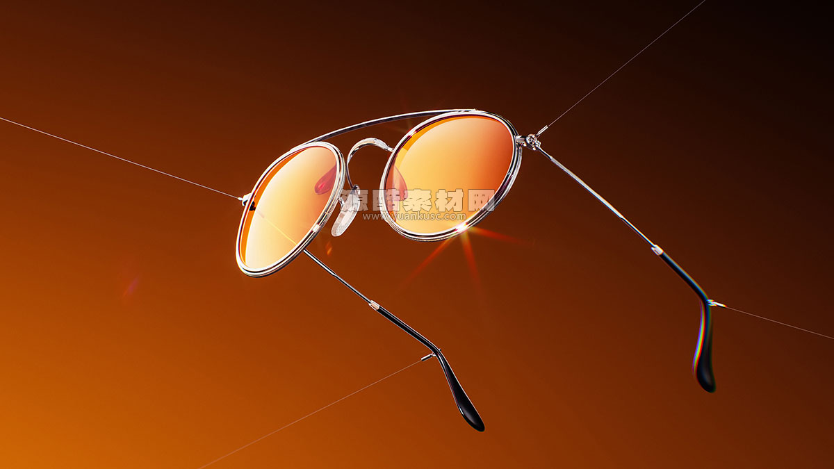 C4D太阳镜OC渲染工程墨镜眼镜模型