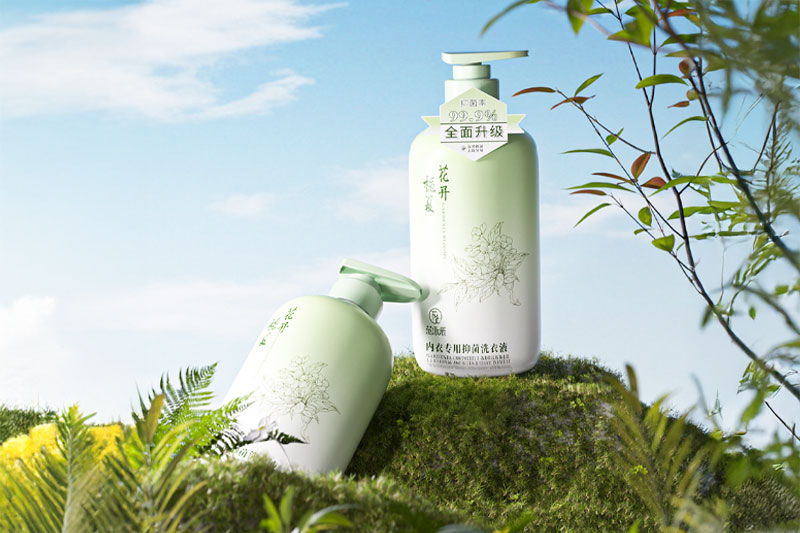 C4D洗衣液草地场景OC渲染工程按压瓶模型