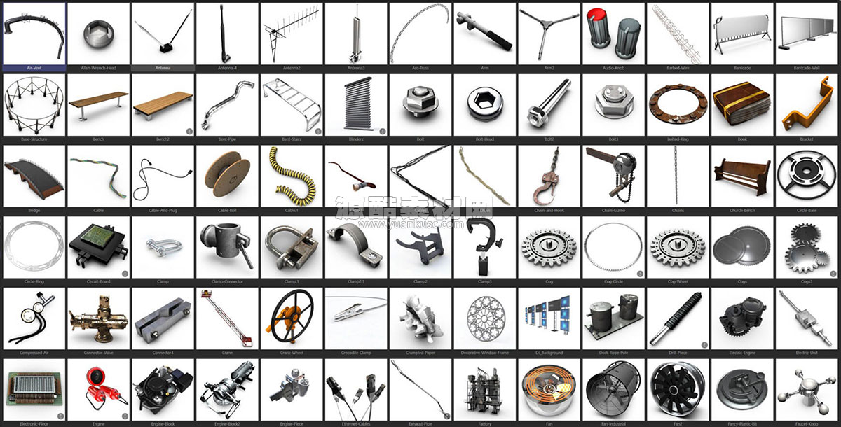 C4D300个工业综合模型预设包