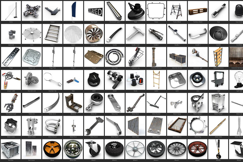 C4D300个工业综合模型预设包