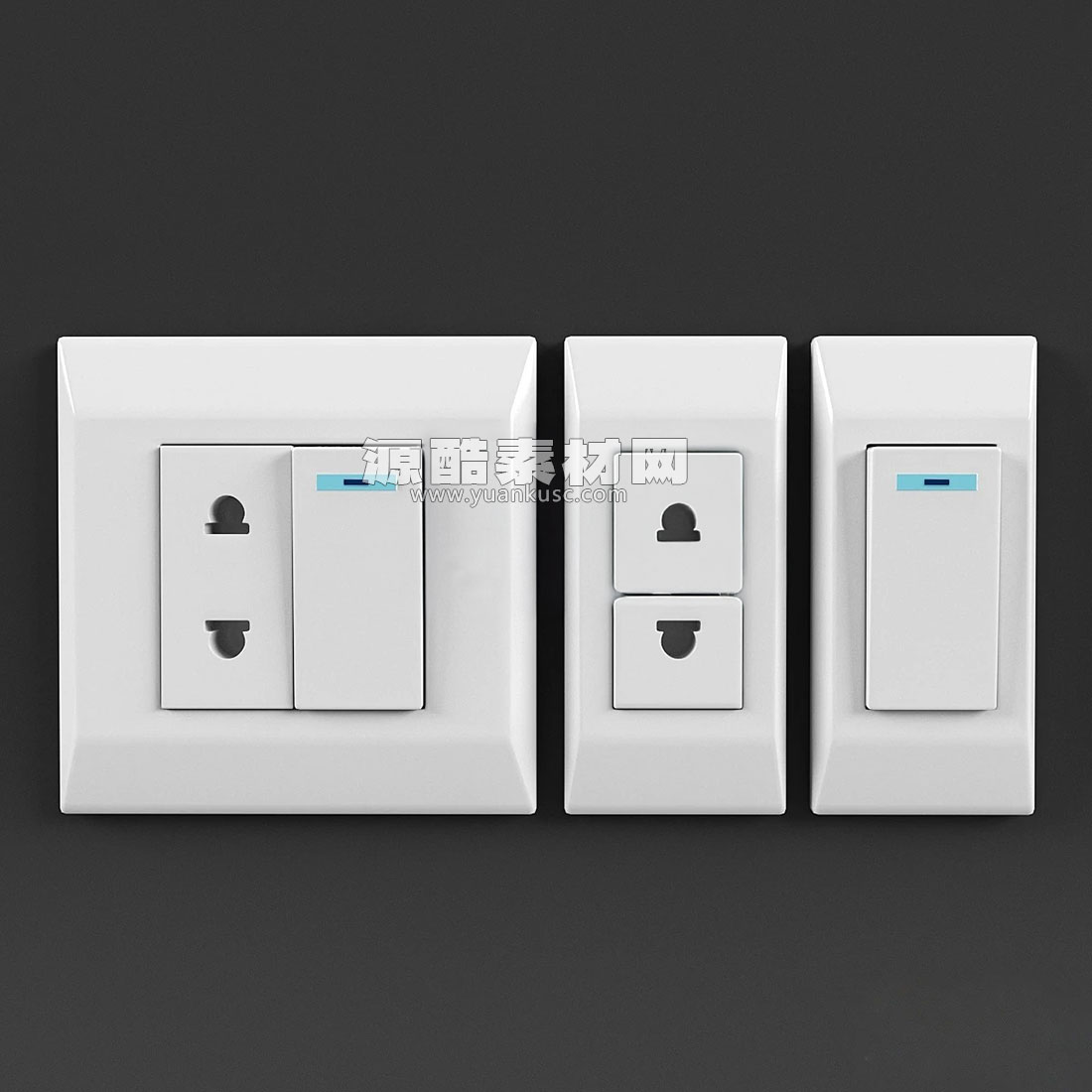 墙壁插座模型插座开关3D模型素材(C4D,Blender,FBX)