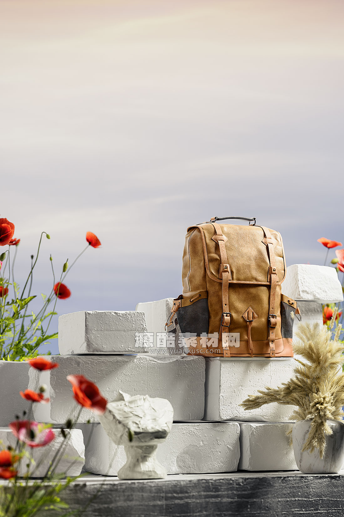 C4D双肩背包场景OC渲染工程双肩背包模型