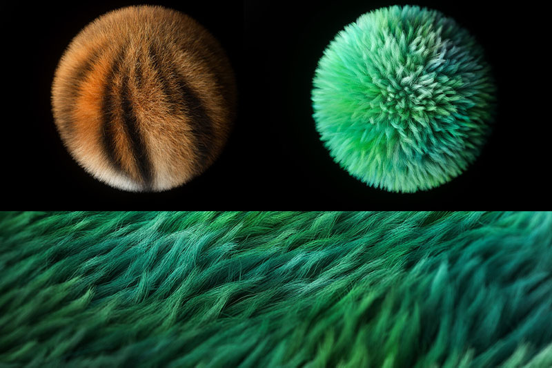 C4D3个毛球毛发毛绒绒OC工程