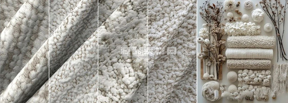 10套毛绒布料贴图绒布布料PBR贴图毛毯围巾毛织物4K纹理贴图素材