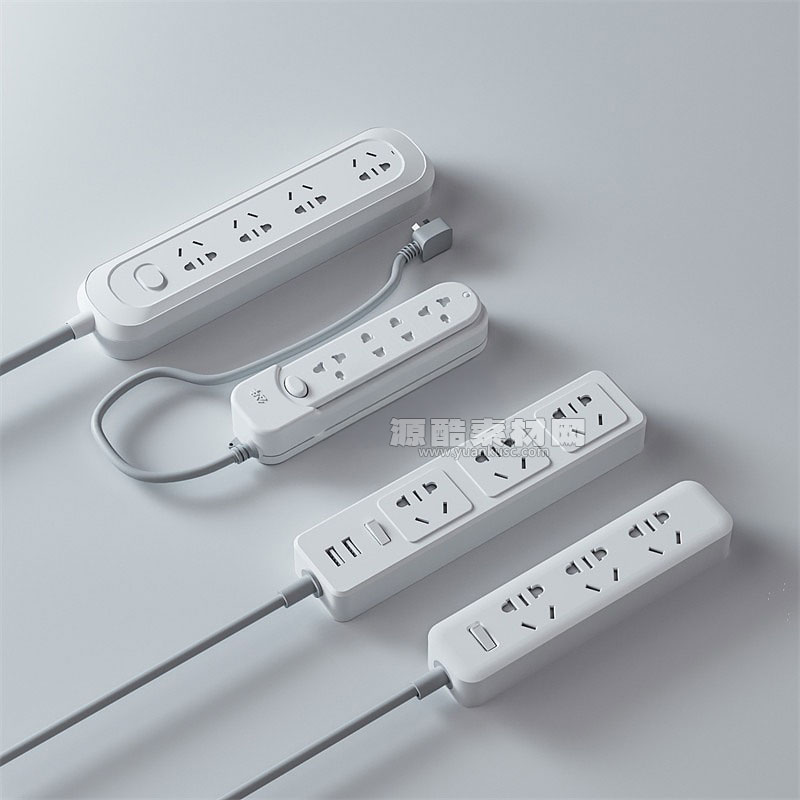 插线板模型排插插座模型3D模型素材下载(C4D,FBX)