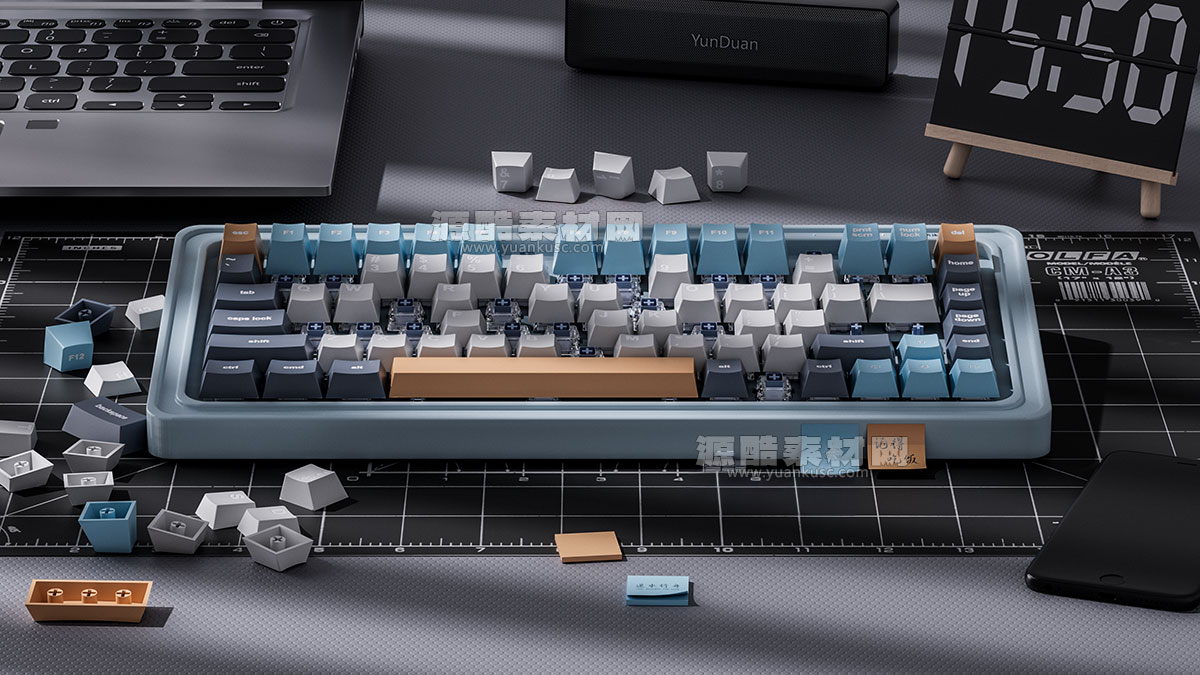 C4D机械键盘场景OC渲染工程键盘模型