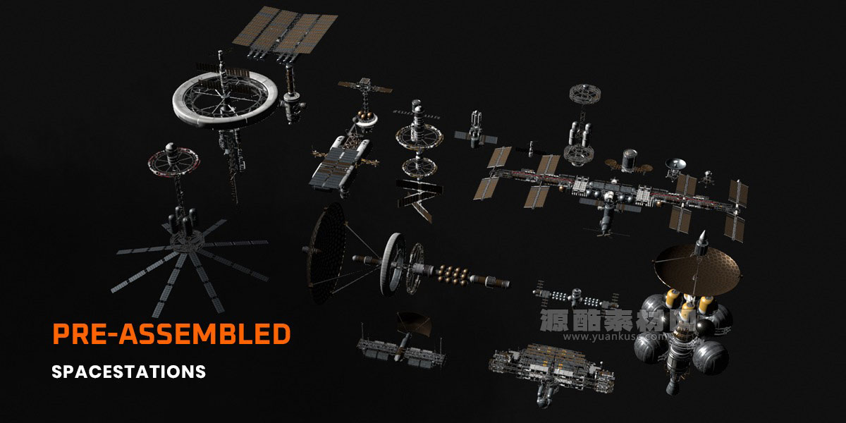 科幻太空站飞船模型3D模型素材下载(Blender) Starforge Nexus – Spacestation Kitbash Greeble Assets