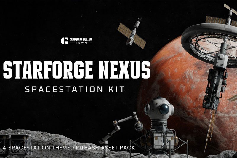 科幻太空站飞船模型3D模型素材下载(Blender) Starforge Nexus – Spacestation Kitbash Greeble Assets