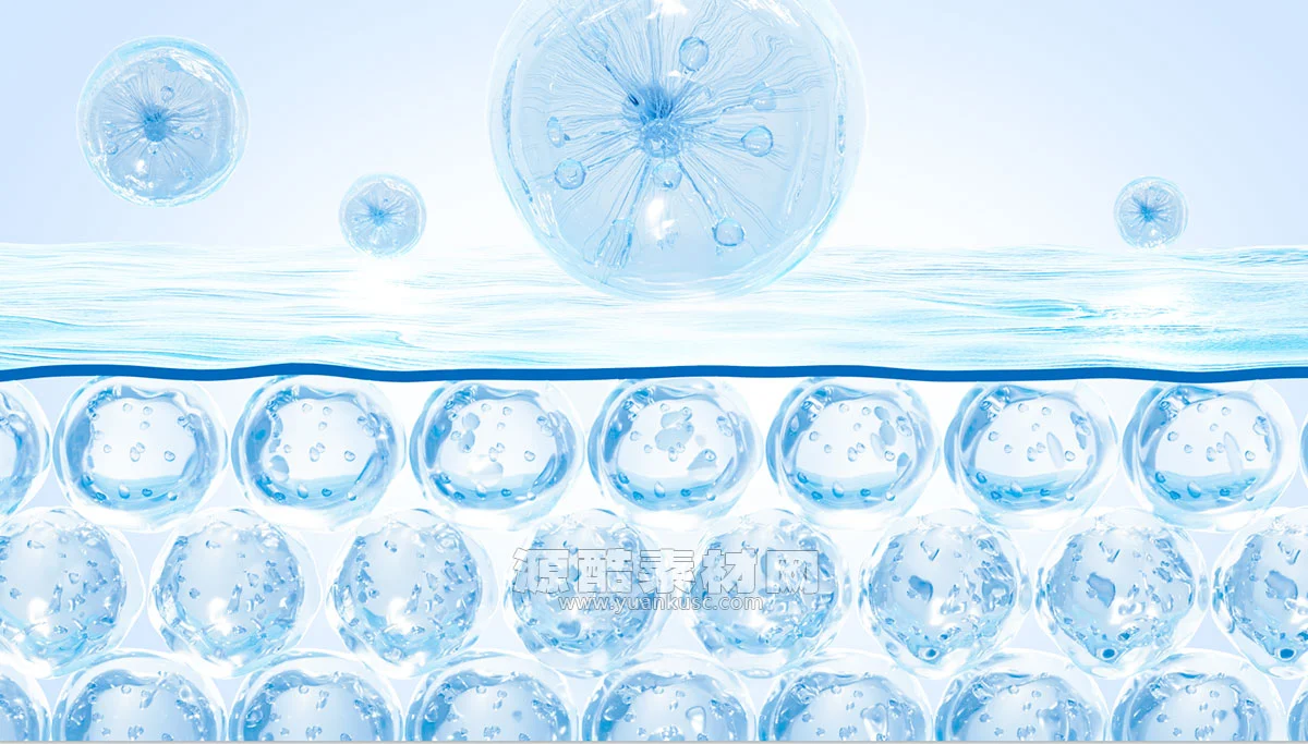 C4D水分子细胞场景OC渲染工程气泡水分子模型
