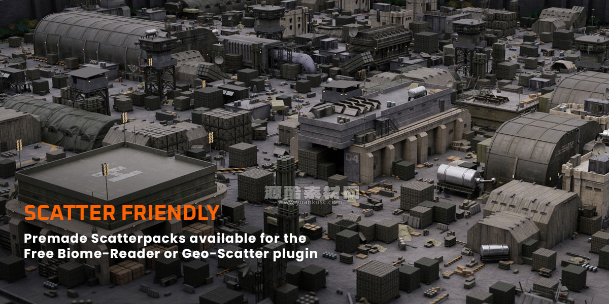 科幻军事基地模型3D模型资产下载(Blender) Grid Armada Military Base – Military Structures Kitbash Greeble Assets
