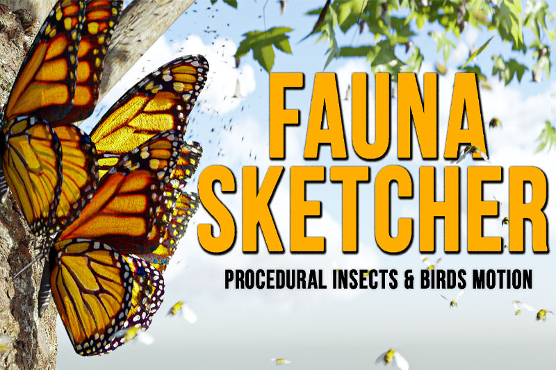 Blender昆虫鸟类飞行模拟动画模型插件 Fauna Sketcher Procedural Insects & Birds Motion V1.0
