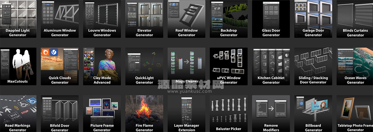 3DS MAX建筑门窗与橱柜模型生成插件 ArchVizTools Generators Collection for 3ds Max 2018-2026