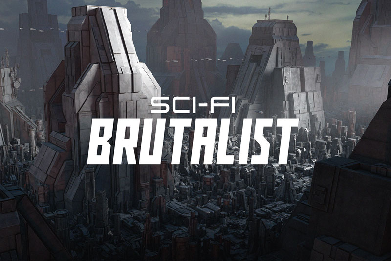 Blender科幻堡垒建筑与太空飞船3D模型资产预设包 Sci-Fi Brutalist