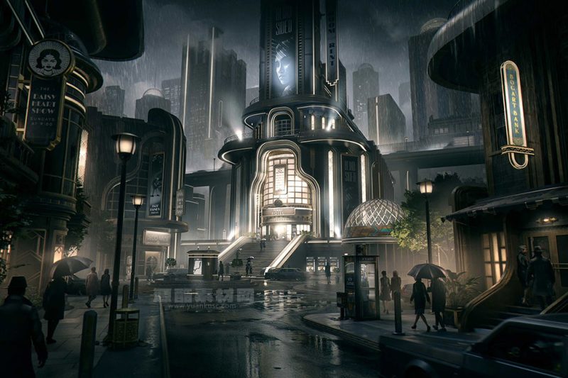 复古黑影未来主义城市建筑3D模型素材(Blender) KitBash3D – Noir Futurism