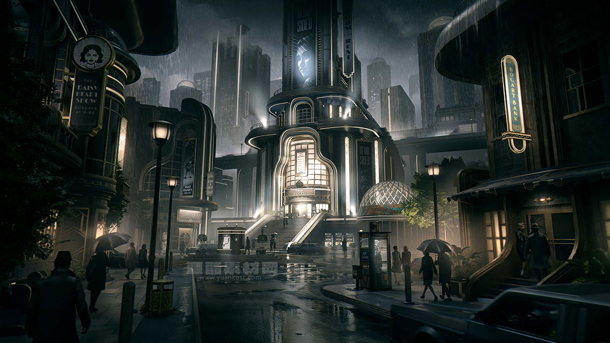复古黑影未来主义城市建筑3D模型素材(Blender) KitBash3D – Noir Futurism