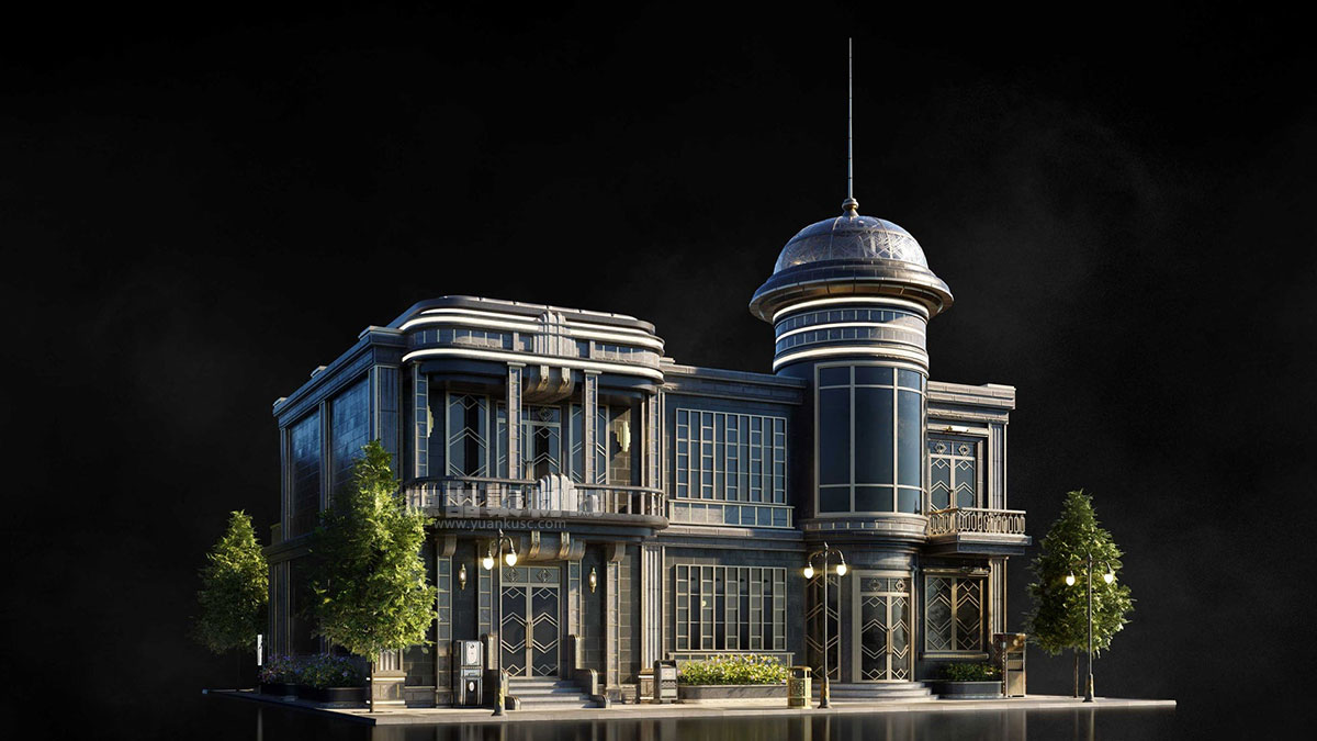 复古黑影未来主义城市建筑3D模型素材(Blender) KitBash3D – Noir Futurism