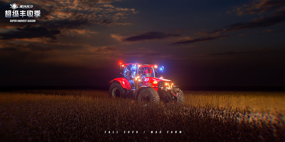 C4D拖拉机小麦丰收场景OC渲染工程拖拉机模型