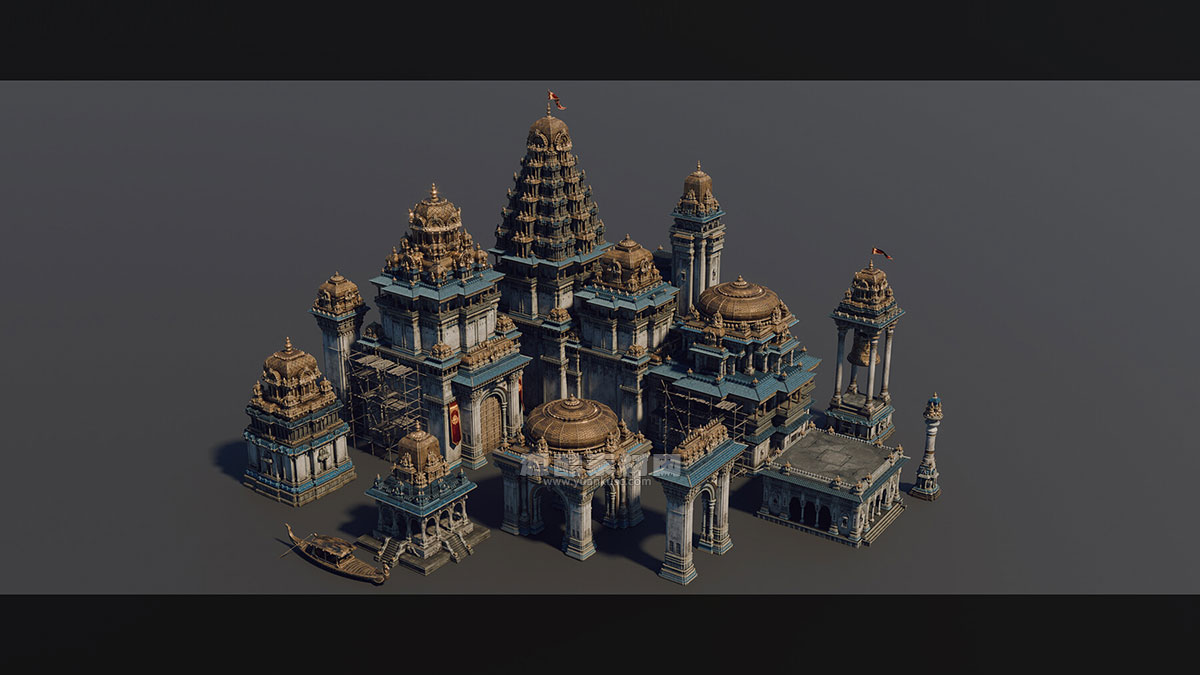 印度寺庙古典建筑模型3D模型素材(Blender) CHOLA NADU – Kitbash Set