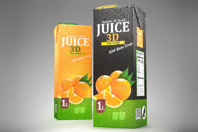 橙汁模型果汁包装盒3D模型素材(C4D,Blender,FBX)