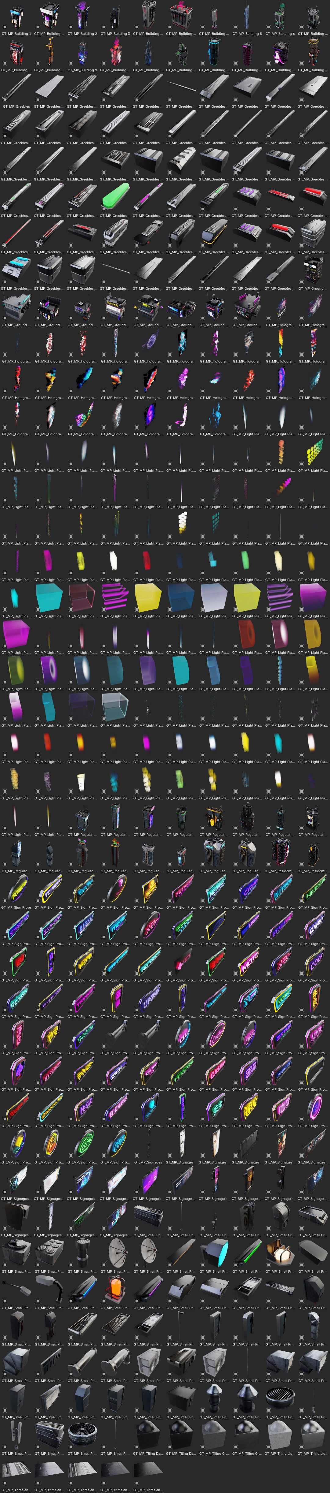 Blender未来科技风格赛博朋克霓虹城市摩天大楼建筑3D模型资产预设 Metropunk Neon Skyscrapers