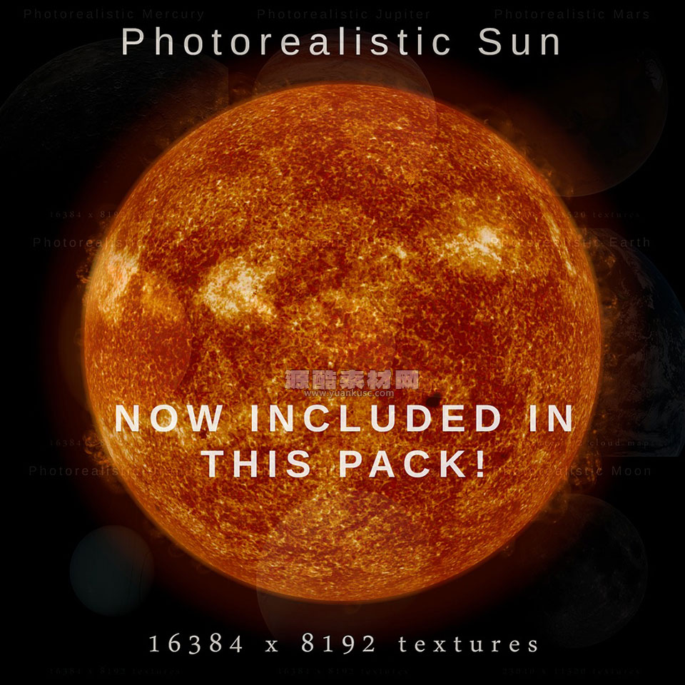 太阳系地球太阳月球火星水星等八大行星3D模型素材资产(Blender/MAX/FBX/OBJ) Photorealistic Solar System