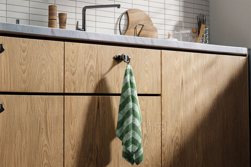 C4D厨房抹布场景渲染工程厨房场景3D模型素材