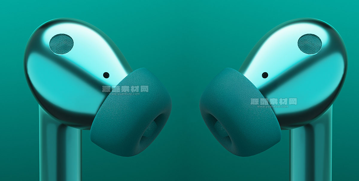 C4D极光绿蓝牙耳机产品Arnold渲染工程耳机C4D模型素材
