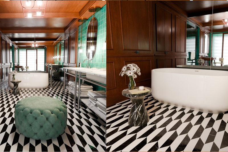 豪华复古酒店浴室模型3D模型素材资产(Blender) Luxury Vintage Hotel Bathroom