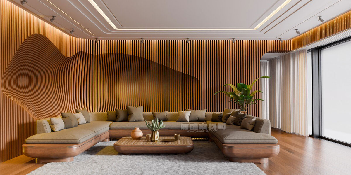 现代有机风格室内客厅场景3D模型素材(Blender) Modern Organic Living Room