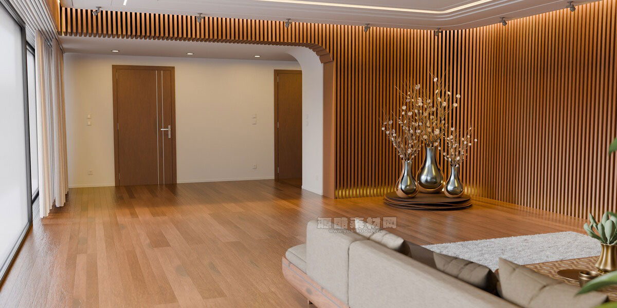 现代有机风格室内客厅场景3D模型素材(Blender) Modern Organic Living Room