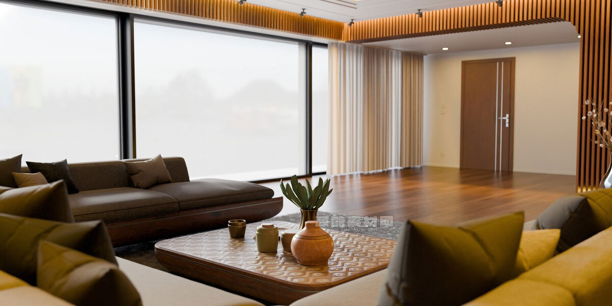 现代有机风格室内客厅场景3D模型素材(Blender) Modern Organic Living Room