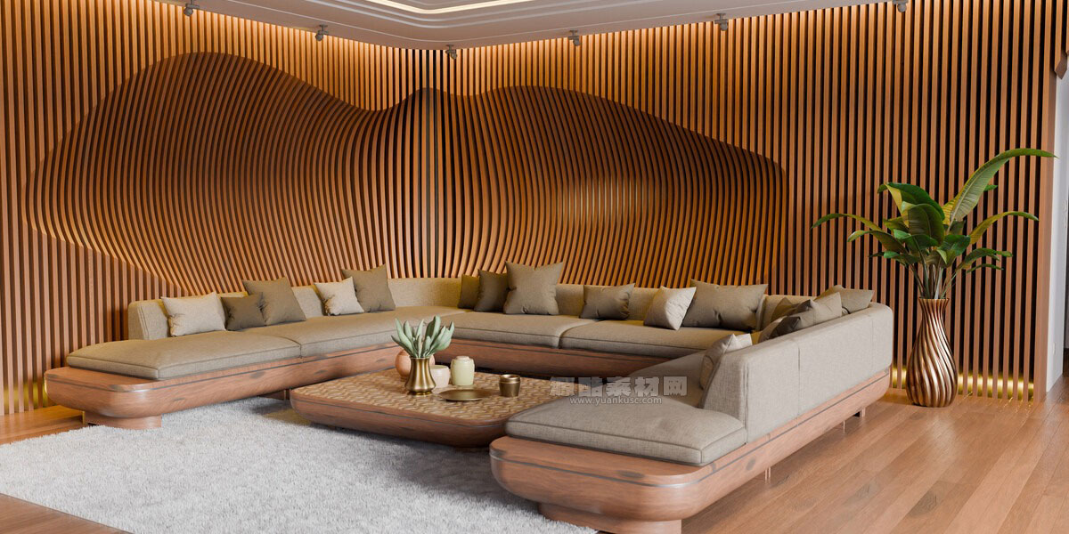 现代有机风格室内客厅场景3D模型素材(Blender) Modern Organic Living Room