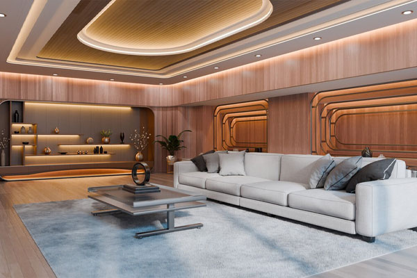现代弯曲木质室内客厅3D模型素材下载(Blender) Modern Curved Wooden Living Room
