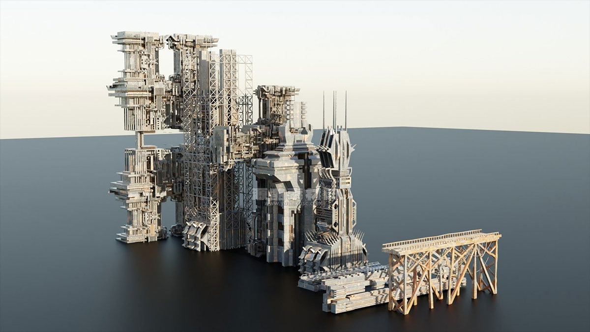 建筑基建3D模型资产下载(Blender) Old Dystopic Buildings set 3D model