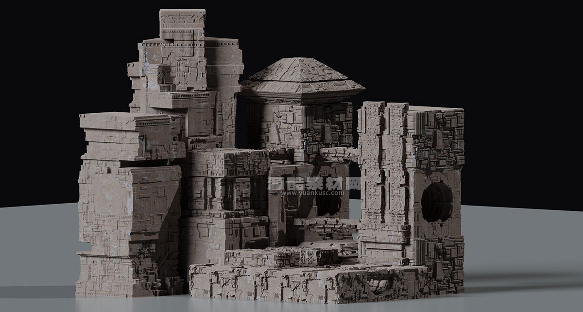 科幻古遗迹资产3D模型素材下载 Ancient Sci-Fi Kitbash 3D Assets