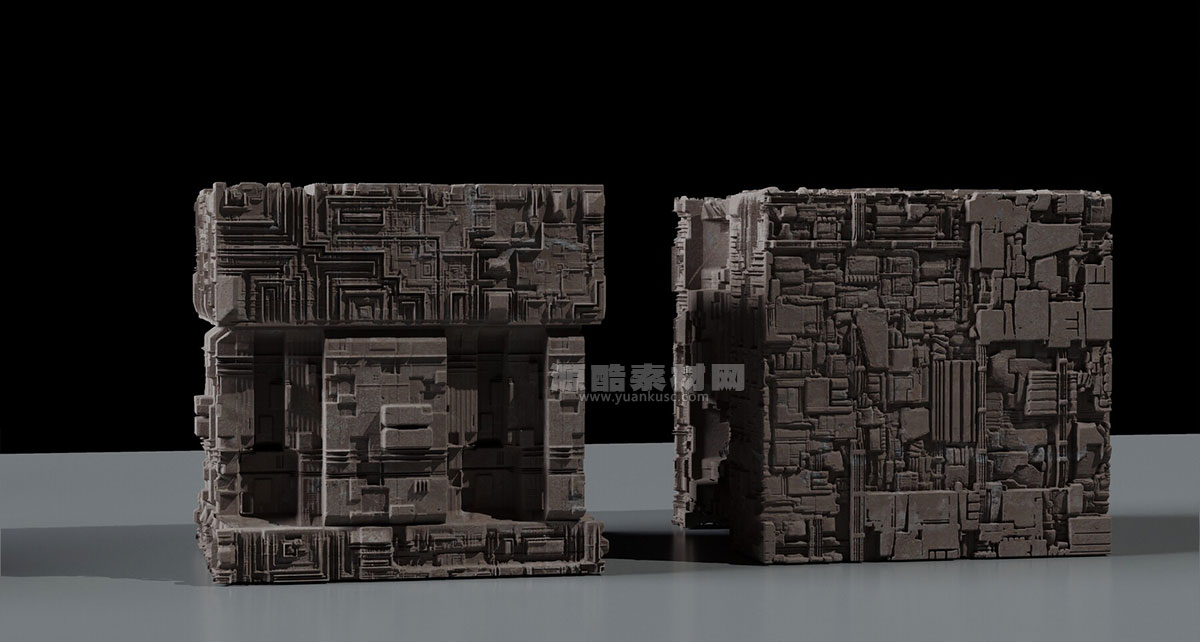 科幻古遗迹资产3D模型素材下载 Ancient Sci-Fi Kitbash 3D Assets