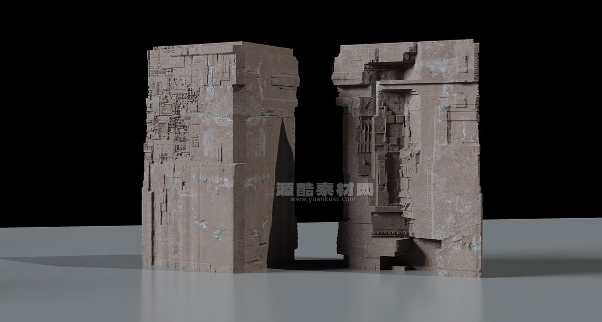 科幻古遗迹资产3D模型素材下载 Ancient Sci-Fi Kitbash 3D Assets