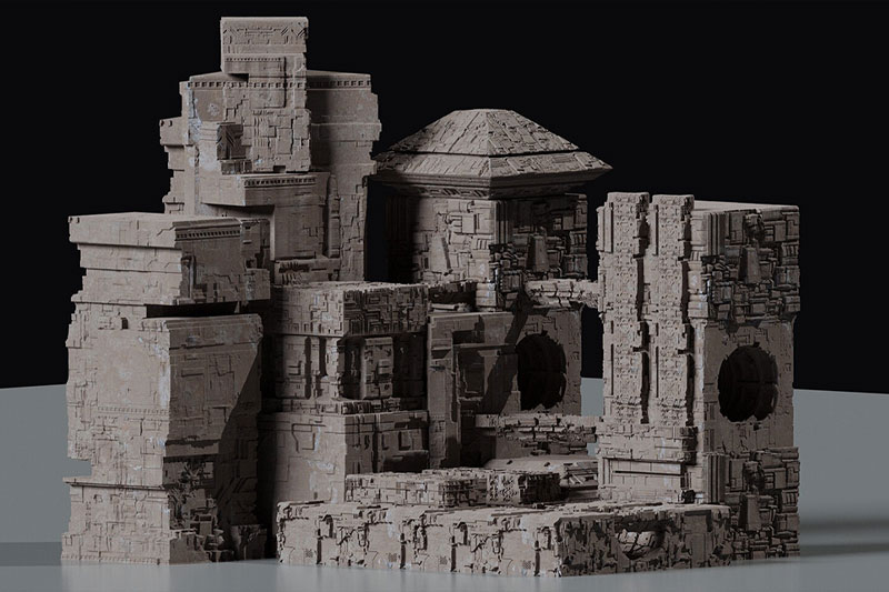 科幻古遗迹资产3D模型素材下载 Ancient Sci-Fi Kitbash 3D Assets